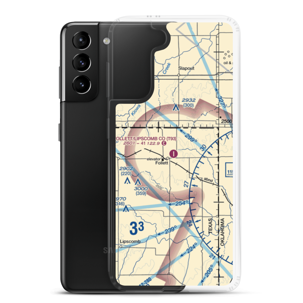 Follett Lipscomb County Airport (T93) VFR Sectional Samsung Case Samsung Galaxy S21 Plus model shown