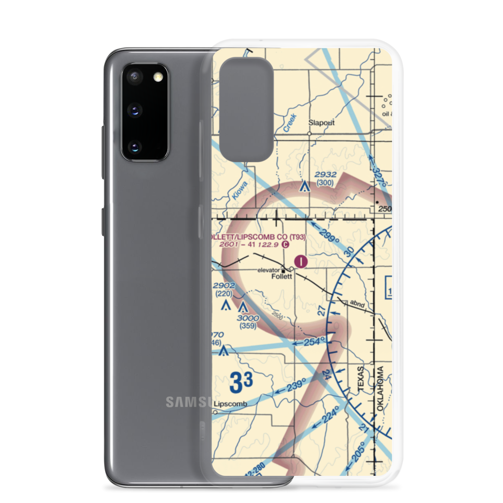 Follett Lipscomb County Airport (T93) VFR Sectional Samsung Case Samsung Galaxy S20 model shown