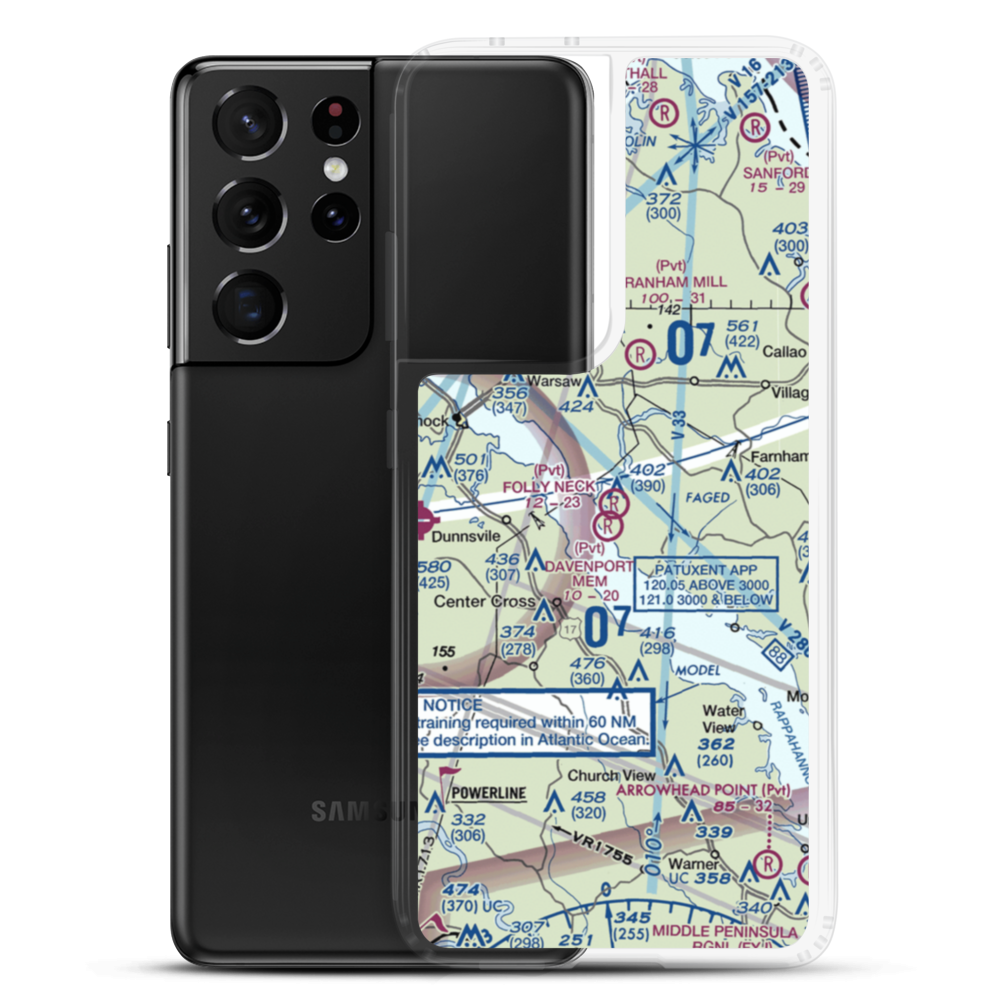 Folly Neck Airport (2VG8) VFR Sectional Samsung Case Samsung Galaxy S21 Ultra model shown