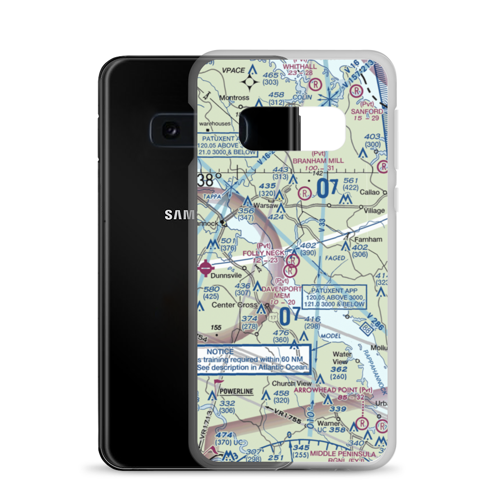 Folly Neck Airport (2VG8) VFR Sectional Samsung Case Samsung Galaxy S10e model shown