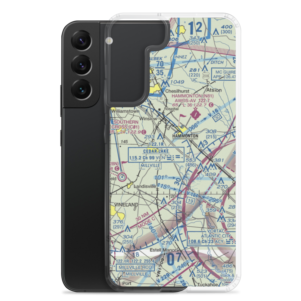 Folsom Airport (NJ52) VFR Sectional Samsung Case Samsung Galaxy S22 Plus model shown