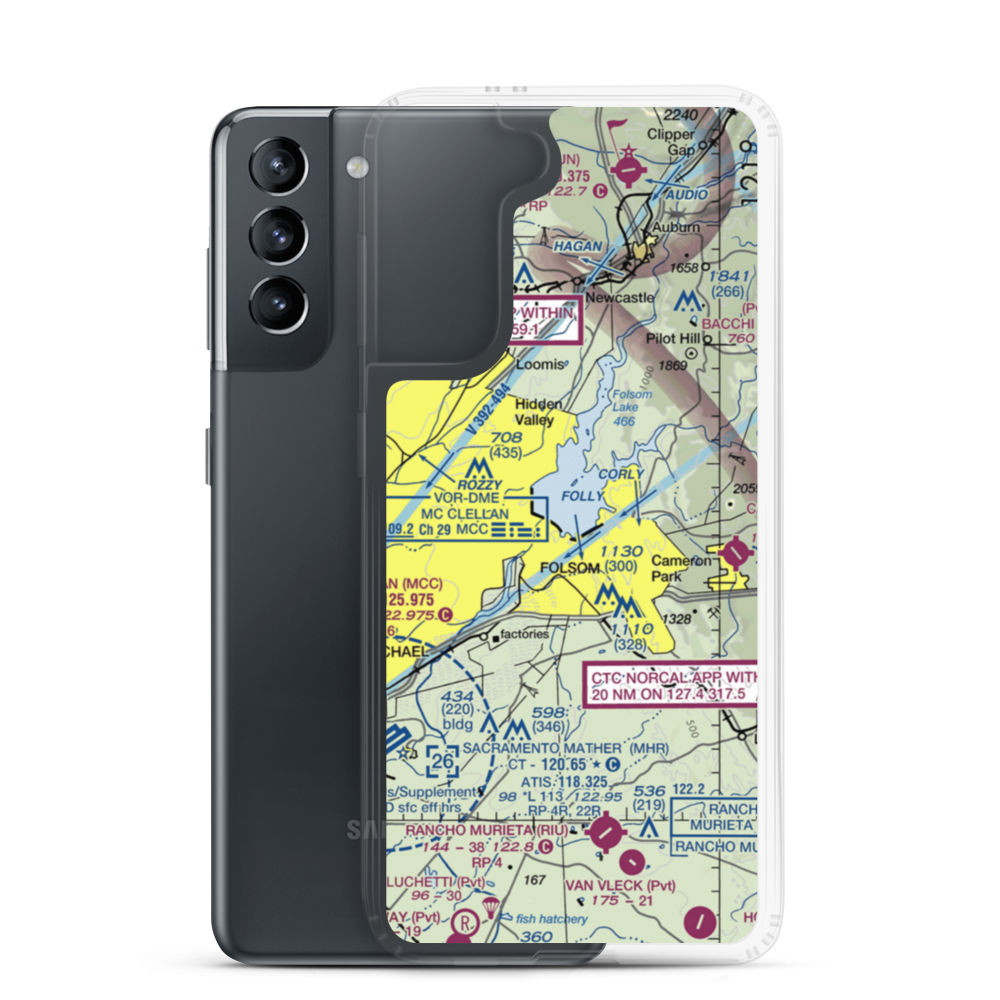 Folsom Lake Seaplane Base (C39) VFR Sectional Samsung Case Samsung Galaxy S21 model shown