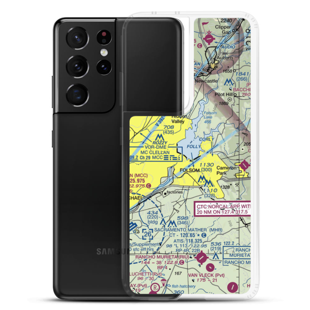 Folsom Lake Seaplane Base (C39) VFR Sectional Samsung Case Samsung Galaxy S21 Ultra model shown