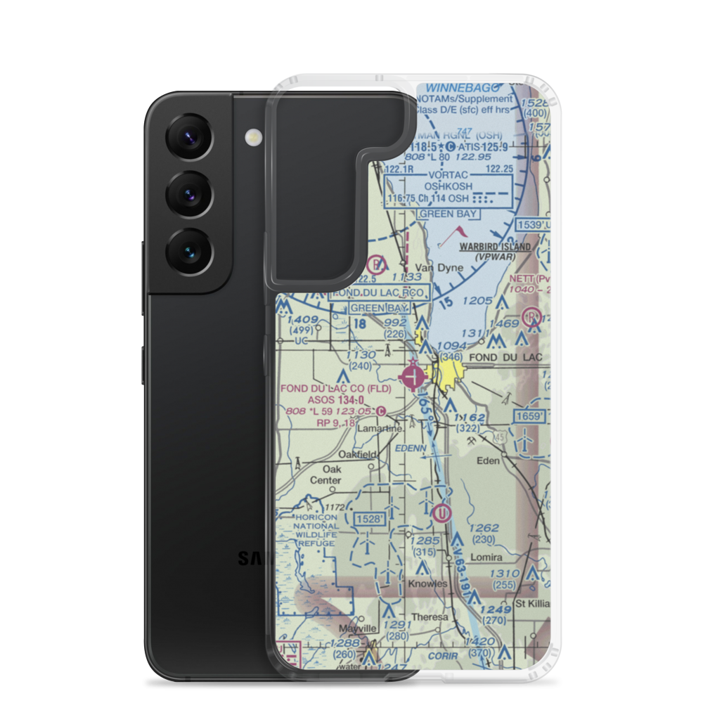 Fond du Lac County Airport (FLD) VFR Sectional Samsung Case Samsung Galaxy S22 model shown