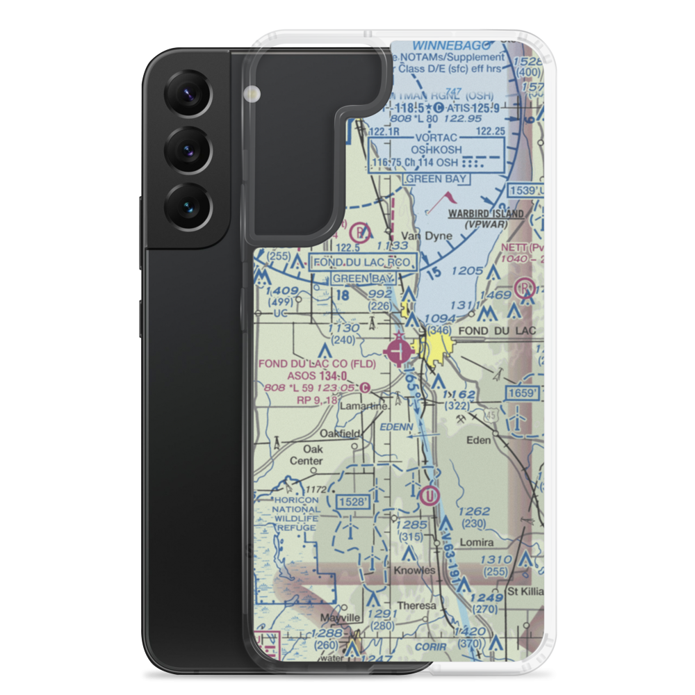Fond du Lac County Airport (FLD) VFR Sectional Samsung Case Samsung Galaxy S22 Plus model shown