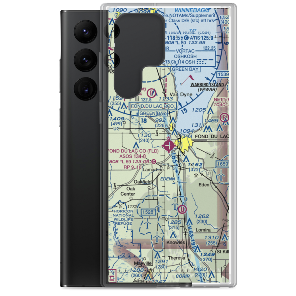 Fond du Lac County Airport (FLD) VFR Sectional Samsung Case Samsung Galaxy S22 Ultra model shown
