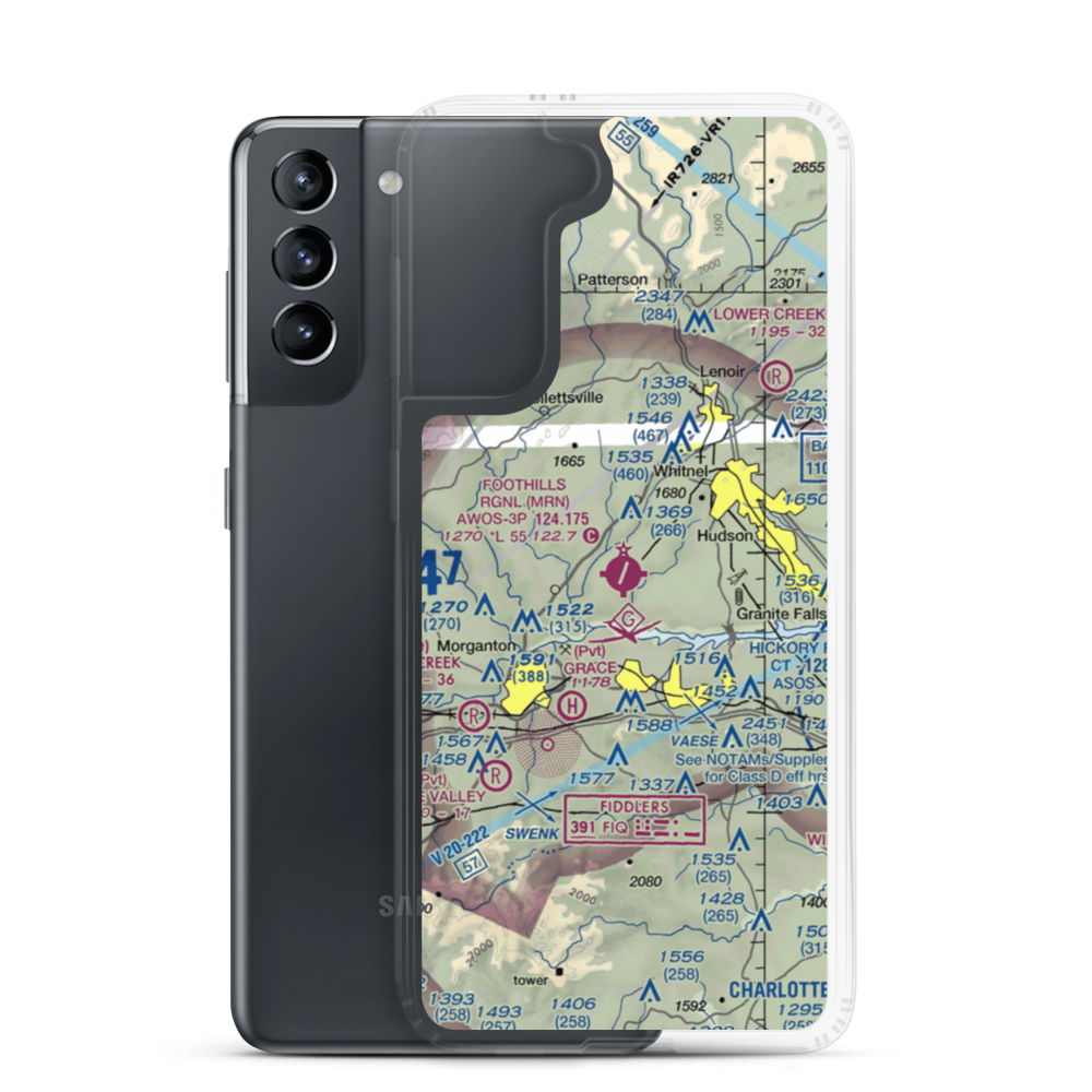 Foothills Regional Airport (MRN) VFR Sectional Samsung Case Samsung Galaxy S21 model shown