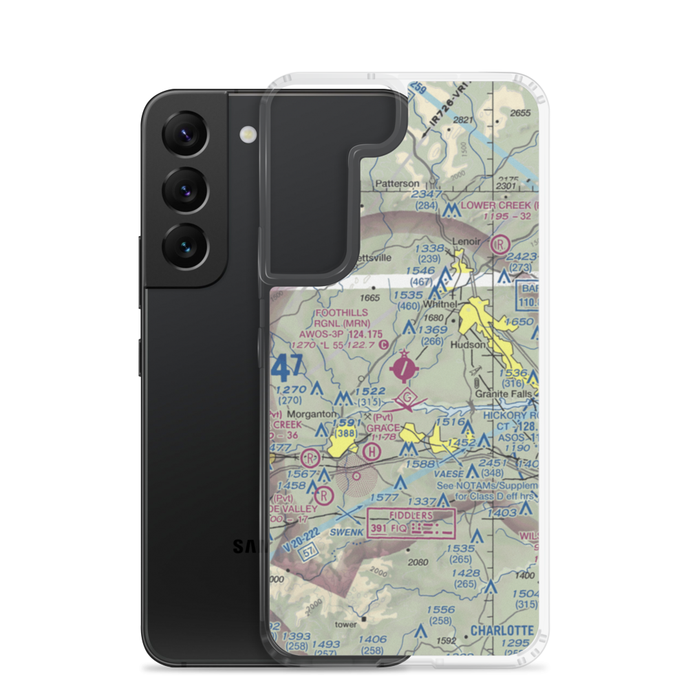 Foothills Regional Airport (MRN) VFR Sectional Samsung Case Samsung Galaxy S22 model shown