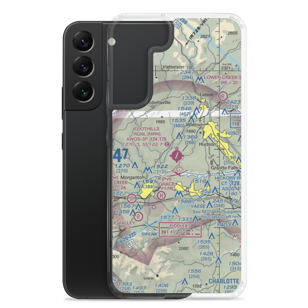 Foothills Regional Airport (MRN) VFR Sectional Samsung Case Samsung Galaxy S22 Plus model shown