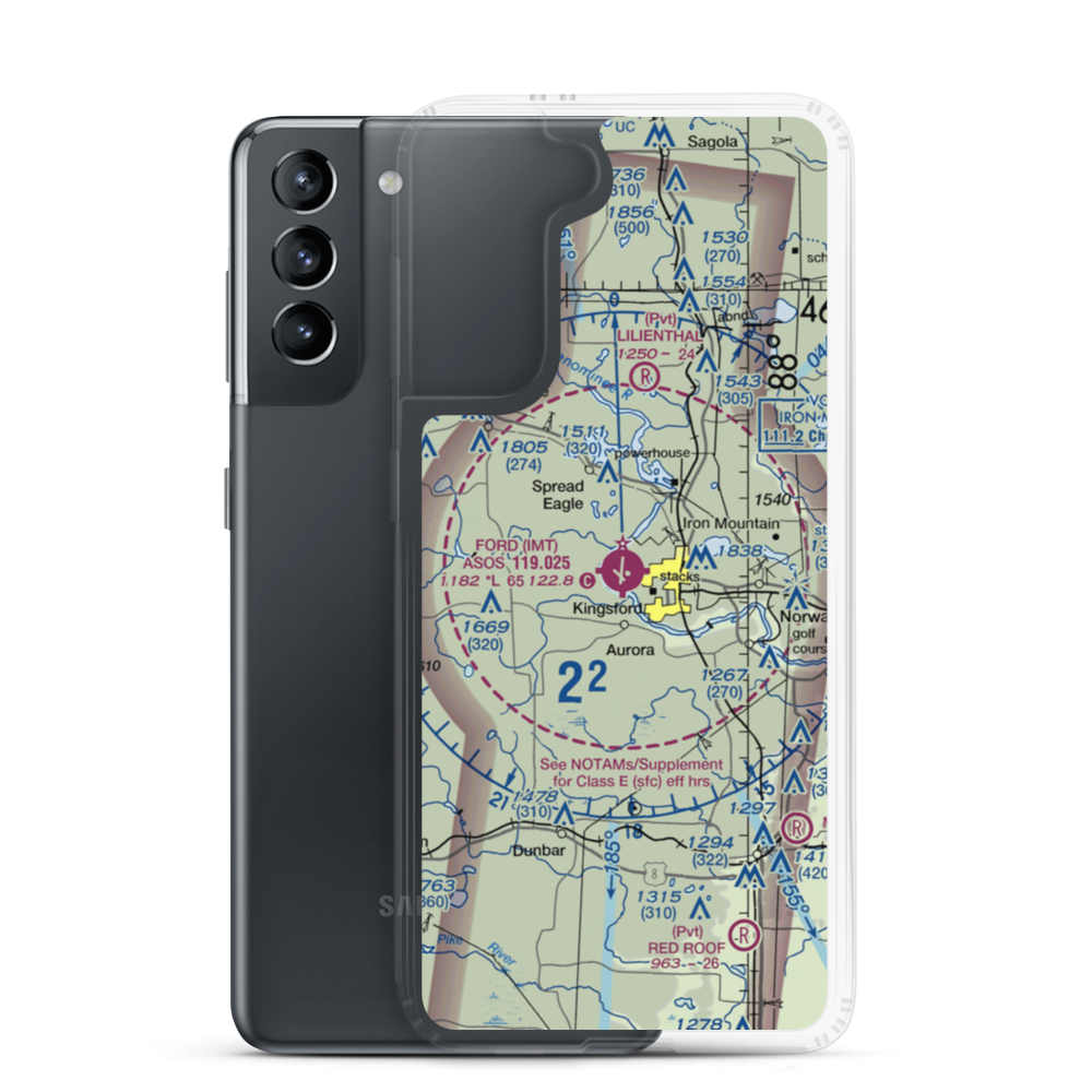 Ford Airport (IMT) VFR Sectional Samsung Case Samsung Galaxy S21 model shown
