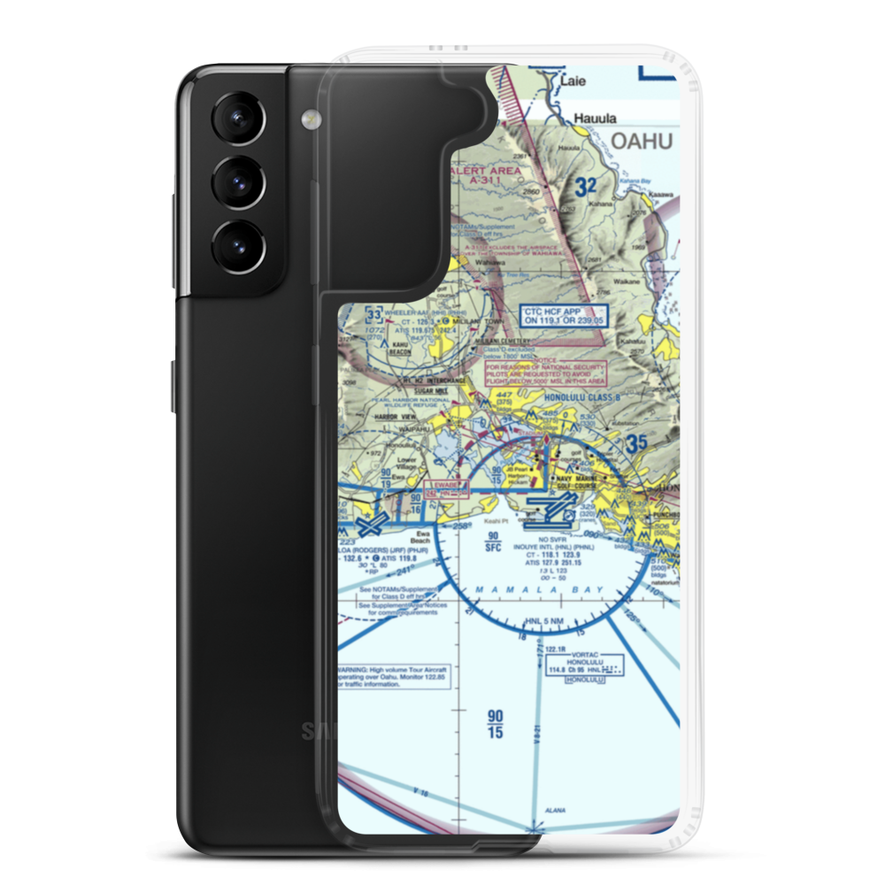 Ford Island Naval Auxiliary Landing Field (NPS) VFR Sectional Samsung Case Samsung Galaxy S21 Plus model shown