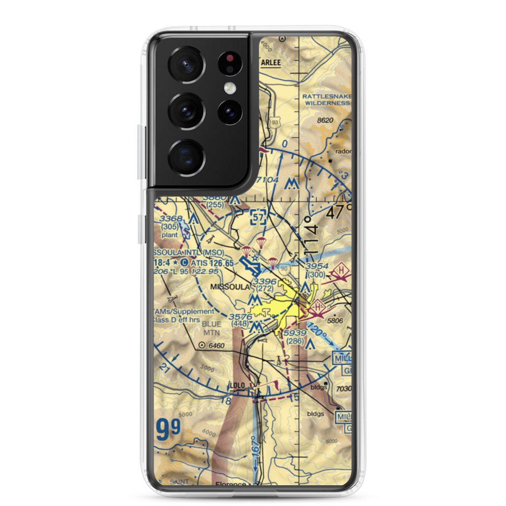 Ford's South Airport (MT49) VFR Sectional Samsung Case Samsung Galaxy S21 Ultra model shown