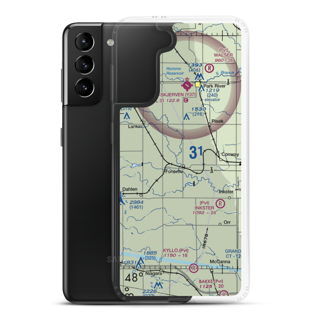 Fordville Airport (ND14) VFR Sectional Samsung Case Samsung Galaxy S21 Plus model shown