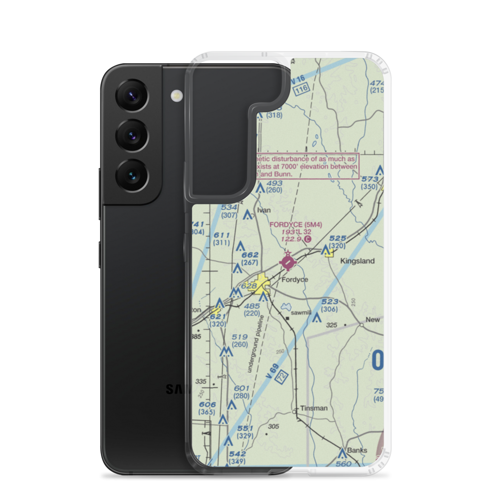 Fordyce Municipal Airport (5M4) VFR Sectional Samsung Case Samsung Galaxy S22 model shown