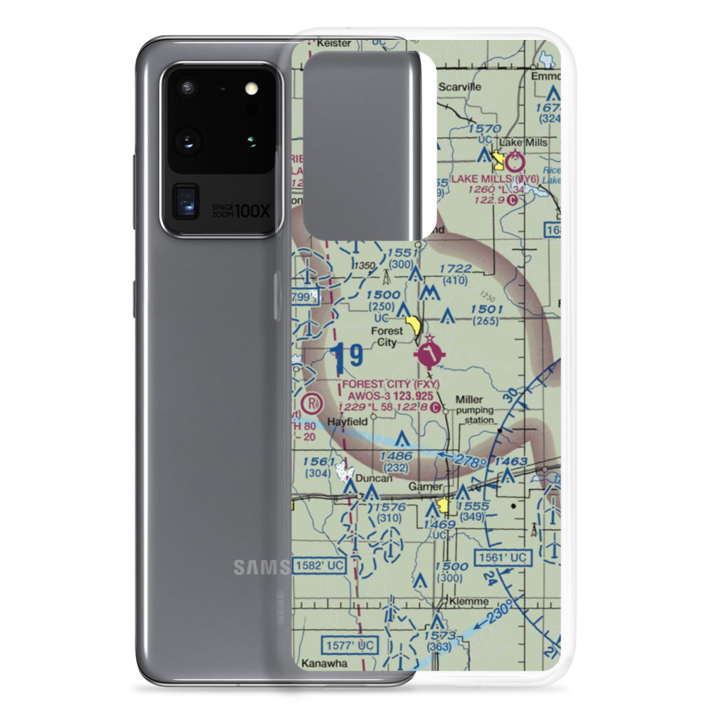 Forest City Municipal Airport (FXY) VFR Sectional Samsung Case Samsung Galaxy S20 Ultra model shown