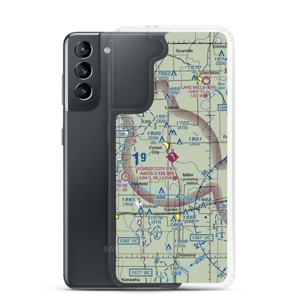 Forest City Municipal Airport (FXY) VFR Sectional Samsung Case Samsung Galaxy S21 model shown