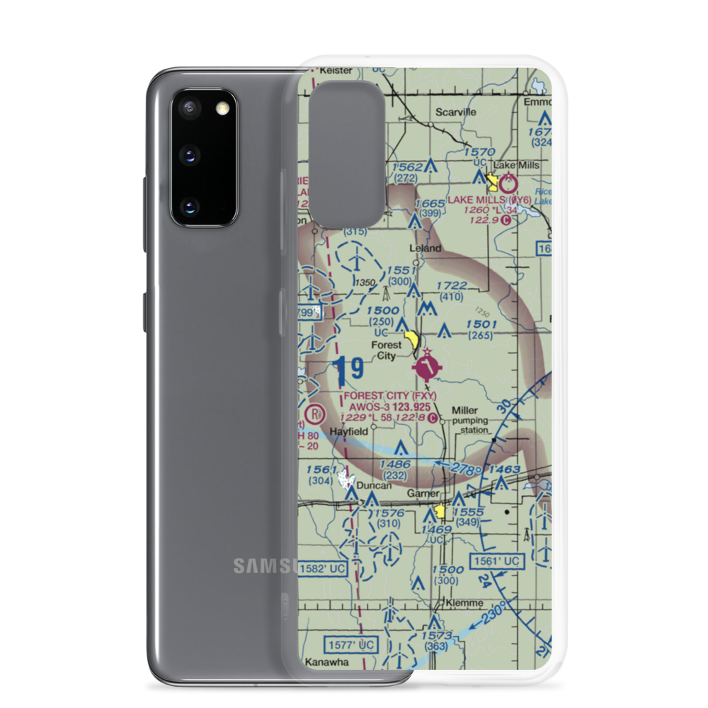 Forest City Municipal Airport (FXY) VFR Sectional Samsung Case Samsung Galaxy S20 model shown