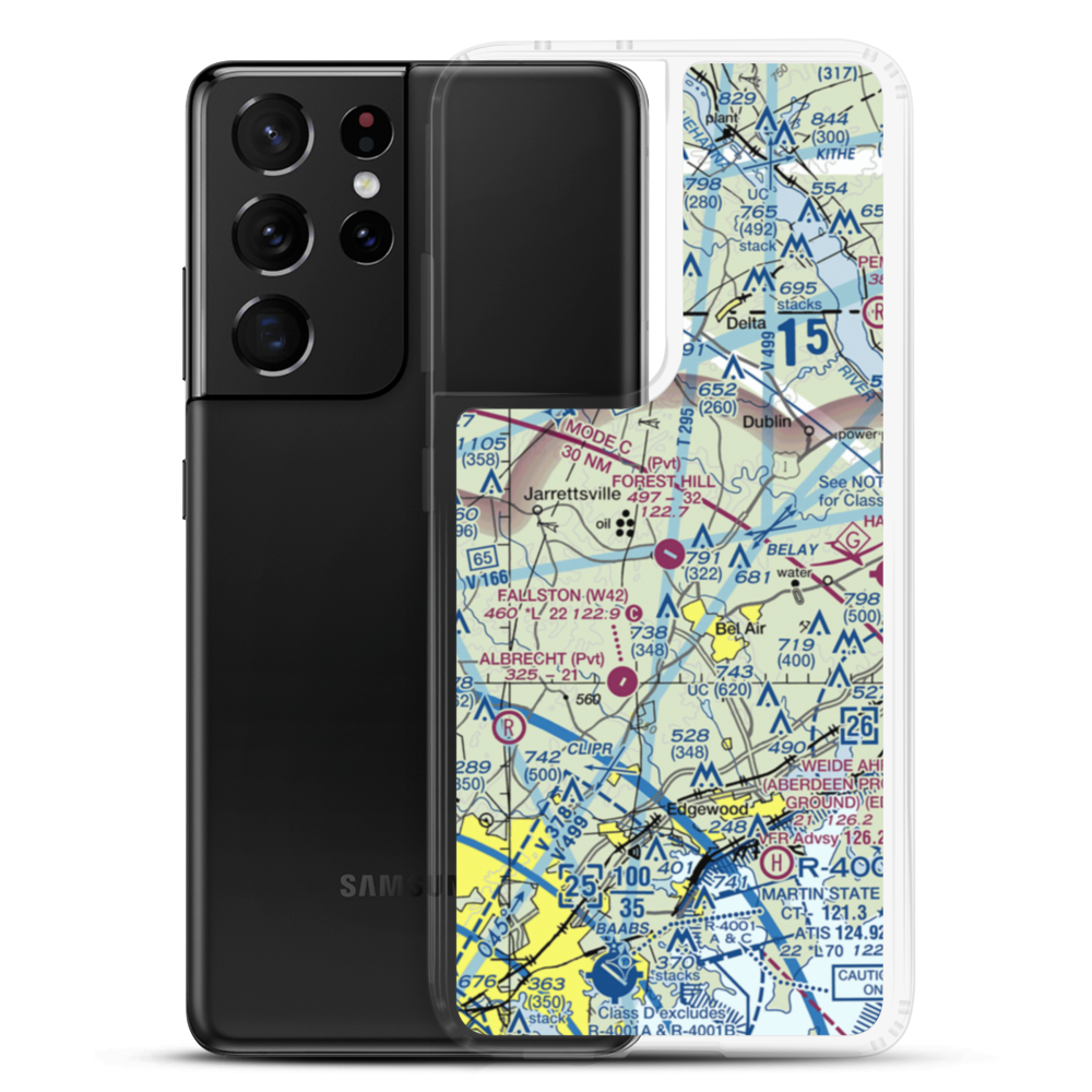 Forest Hill Airport (MD31) VFR Sectional Samsung Case Samsung Galaxy S21 Ultra model shown