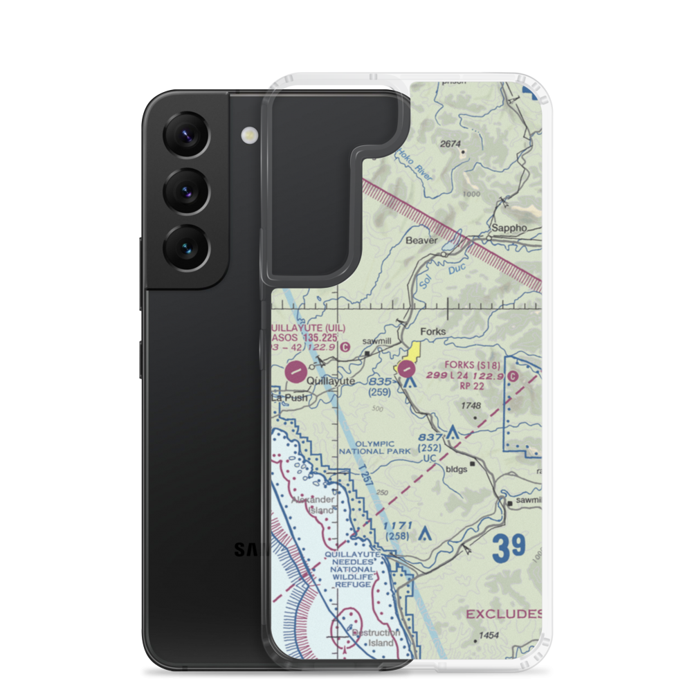 Forks Airport (S18) VFR Sectional Samsung Case Samsung Galaxy S22 model shown