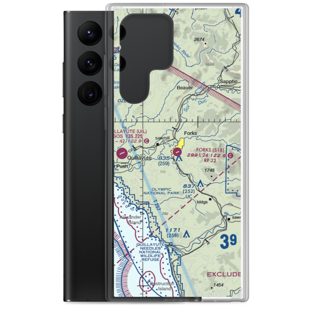 Forks Airport (S18) VFR Sectional Samsung Case Samsung Galaxy S22 Ultra model shown