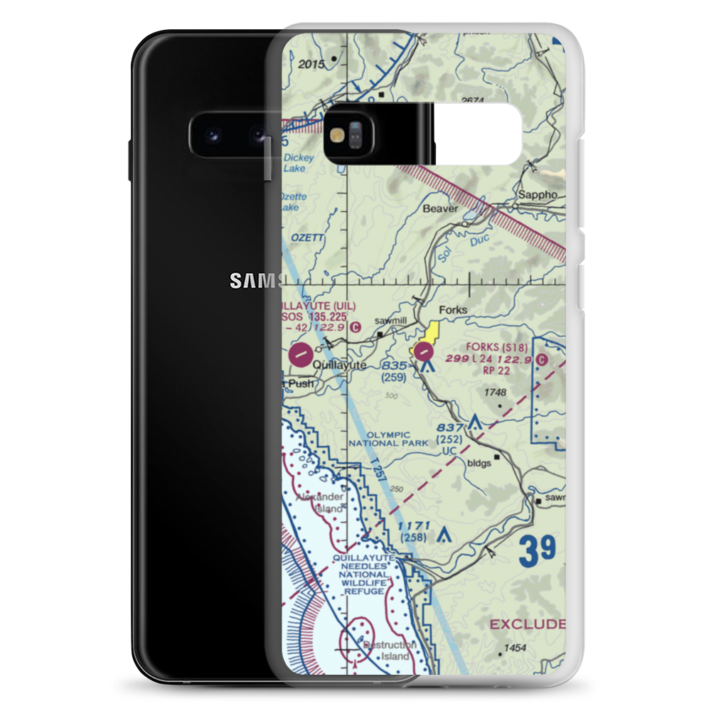 Forks Airport (S18) VFR Sectional Samsung Case Samsung Galaxy S10+ model shown