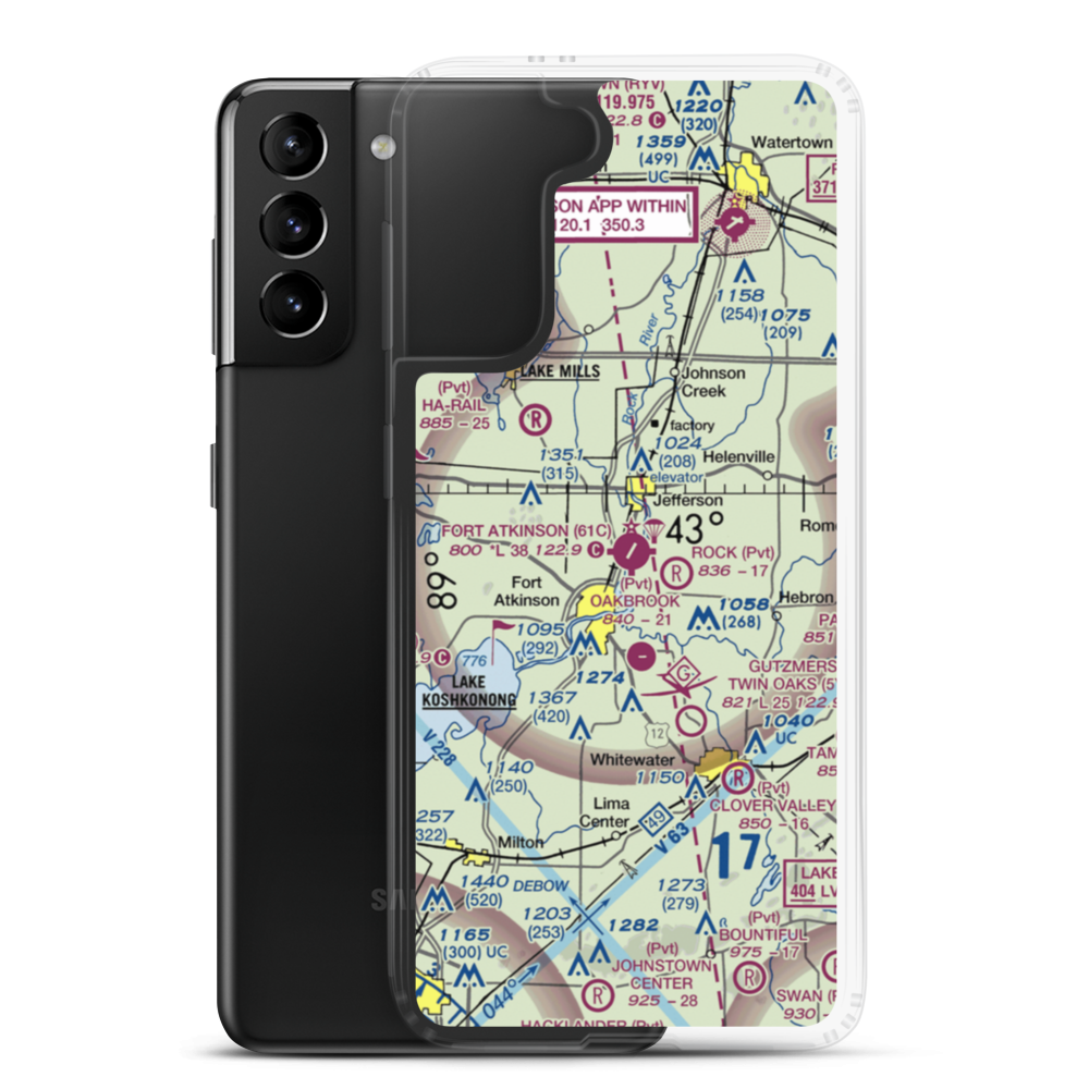 Fort Atkinson Municipal Airport (61C) VFR Sectional Samsung Case Samsung Galaxy S21 Plus model shown