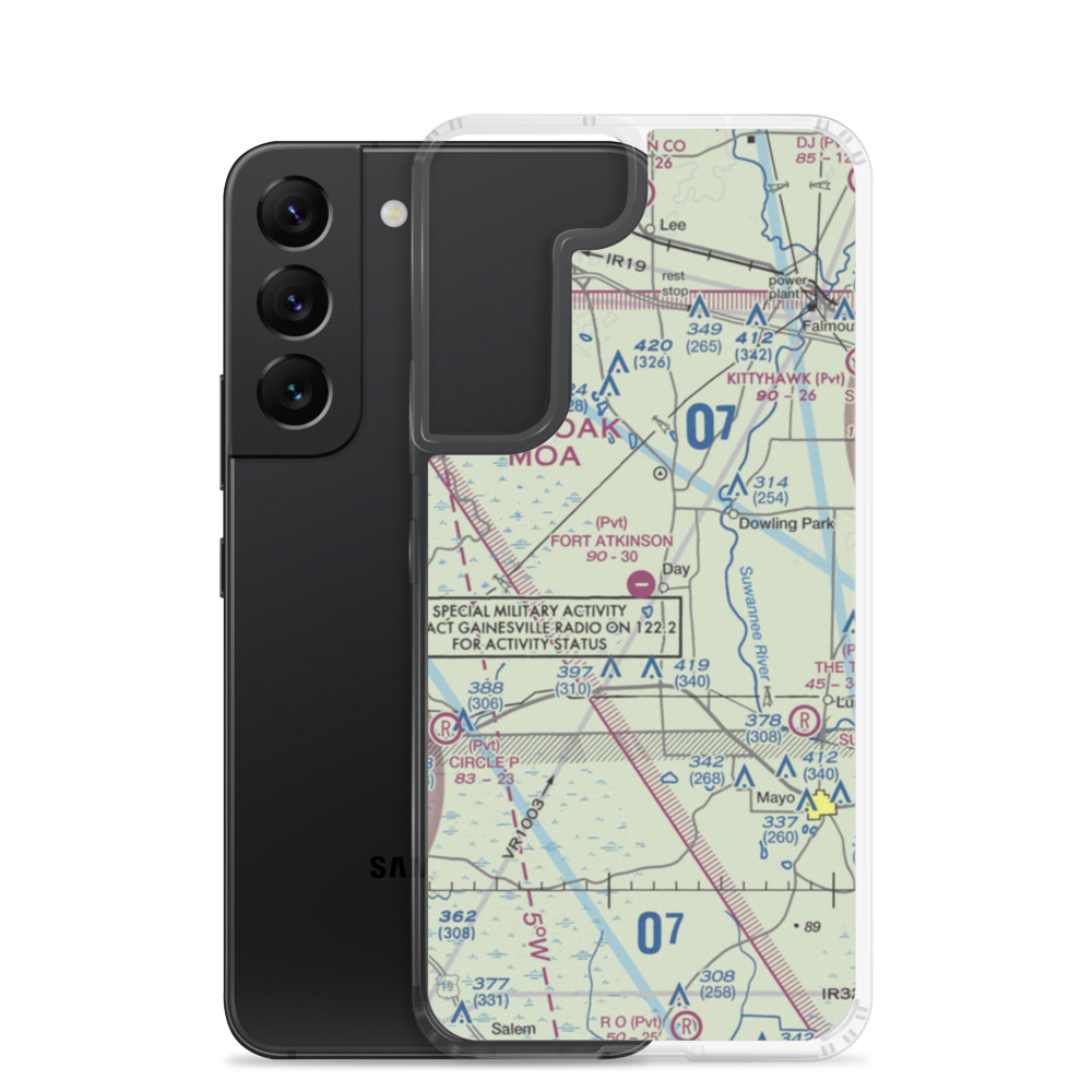 Fort Atkinson Plantation Airpark (9FD7) VFR Sectional Samsung Case Samsung Galaxy S22 model shown