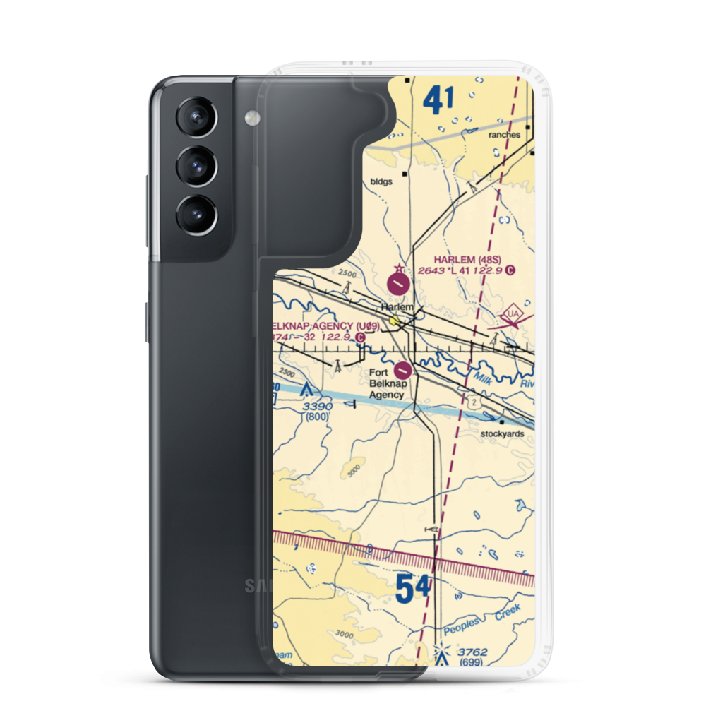 Fort Belknap Agency Airport (U09) VFR Sectional Samsung Case Samsung Galaxy S21 model shown