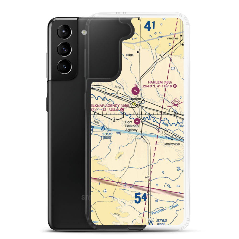 Fort Belknap Agency Airport (U09) VFR Sectional Samsung Case Samsung Galaxy S21 Plus model shown