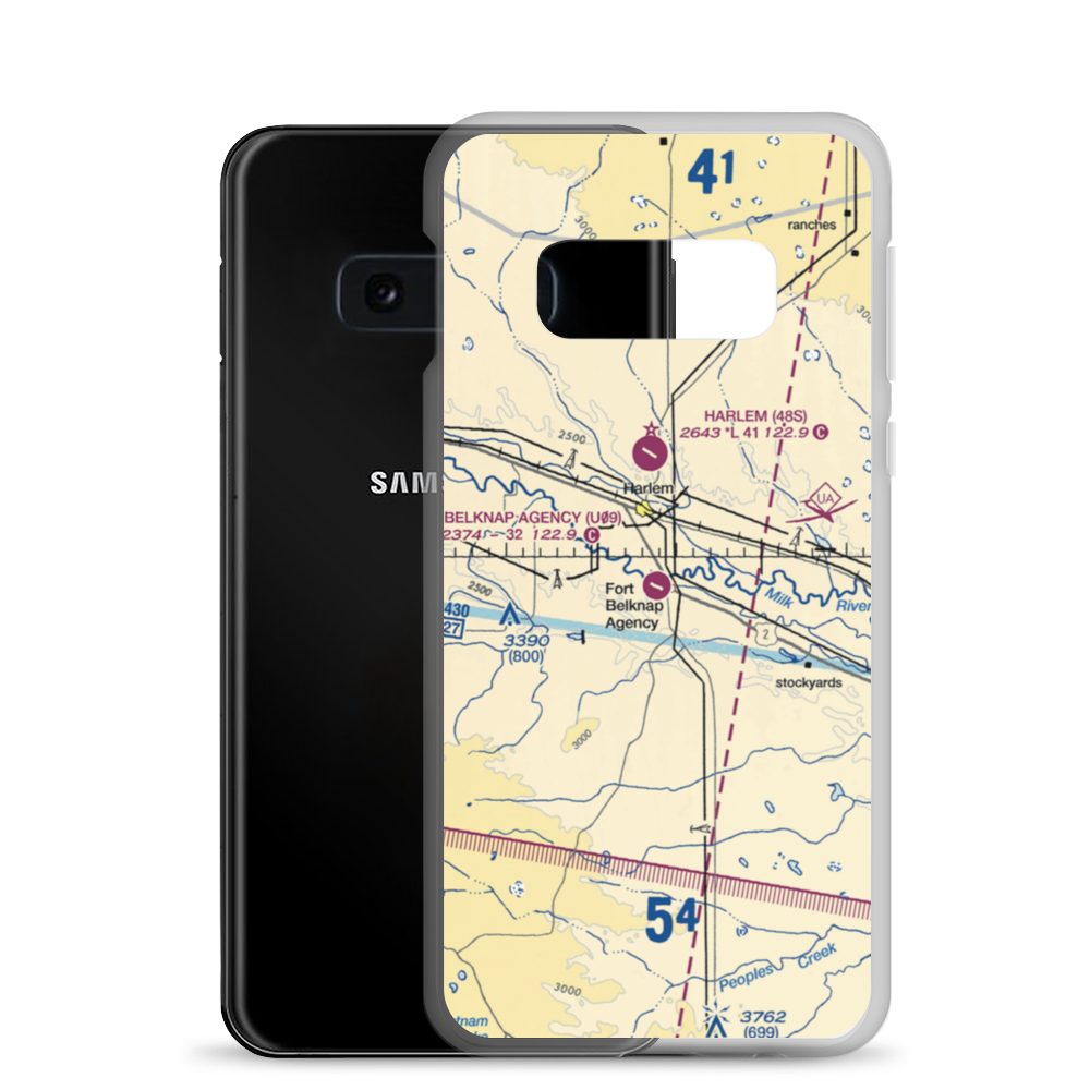 Fort Belknap Agency Airport (U09) VFR Sectional Samsung Case Samsung Galaxy S10e model shown