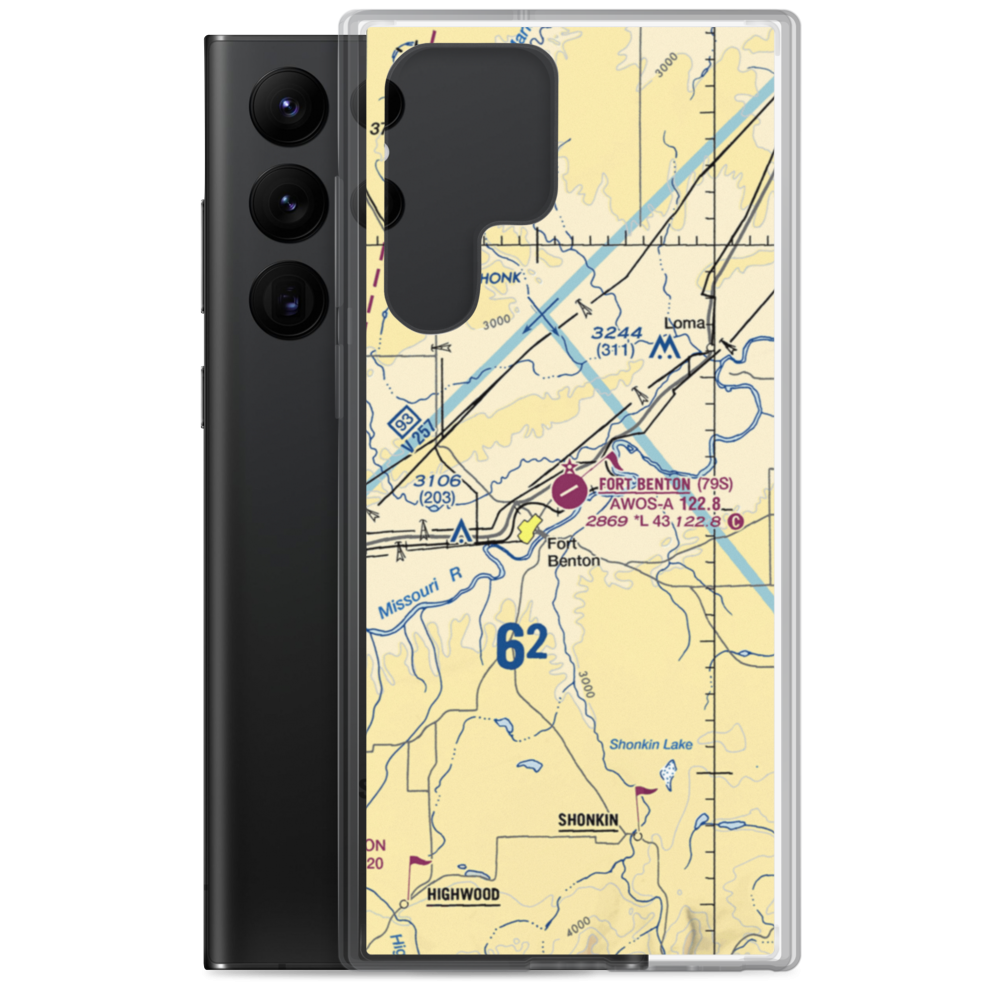 Fort Benton Airport (79S) VFR Sectional Samsung Case Samsung Galaxy S22 Ultra model shown