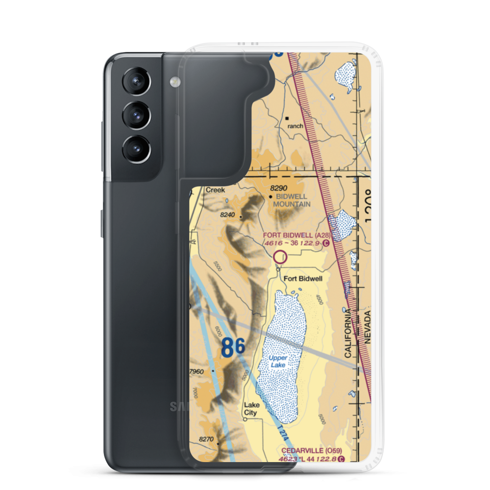 Fort Bidwell Airport (A28) VFR Sectional Samsung Case Samsung Galaxy S21 model shown