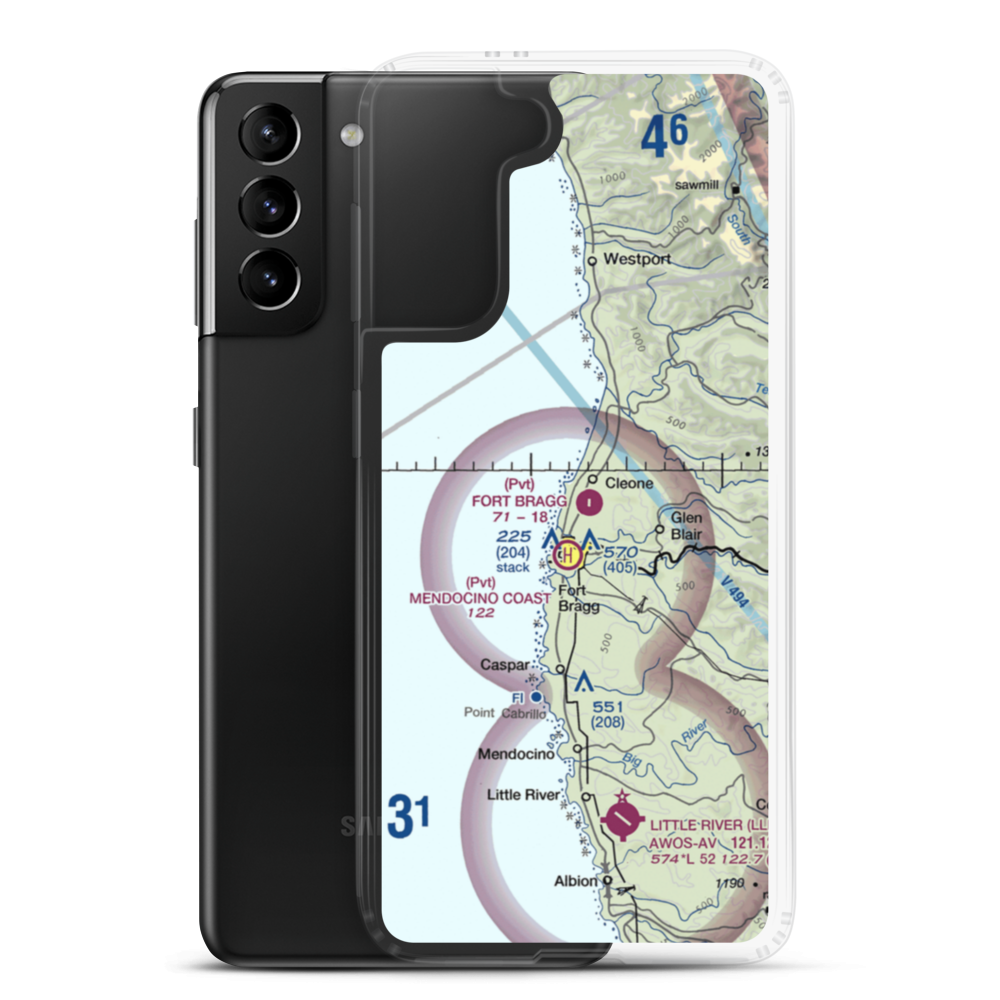 Fort Bragg Airport (FOB) VFR Sectional Samsung Case Samsung Galaxy S21 Plus model shown