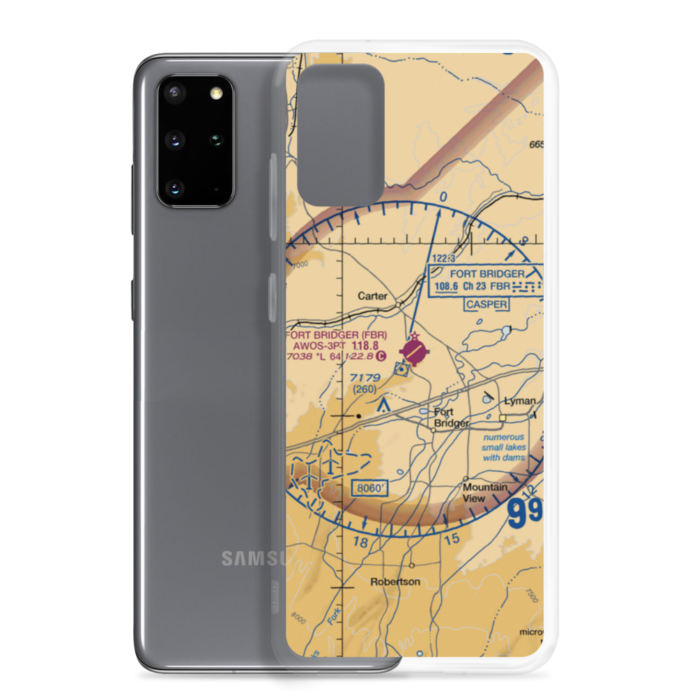 Fort Bridger Airport (FBR) VFR Sectional Samsung Case Samsung Galaxy S20 Plus model shown
