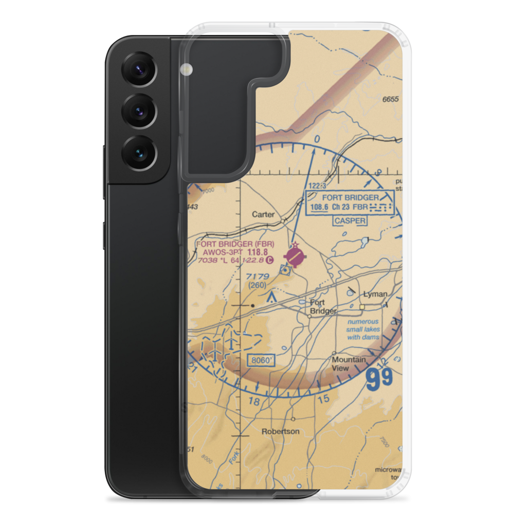 Fort Bridger Airport (FBR) VFR Sectional Samsung Case Samsung Galaxy S22 Plus model shown