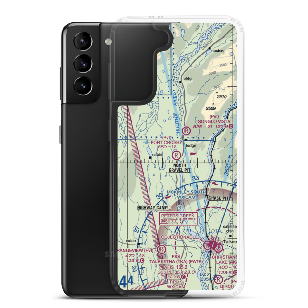Fort Crosby Airport (8AK5) VFR Sectional Samsung Case Samsung Galaxy S21 Plus model shown