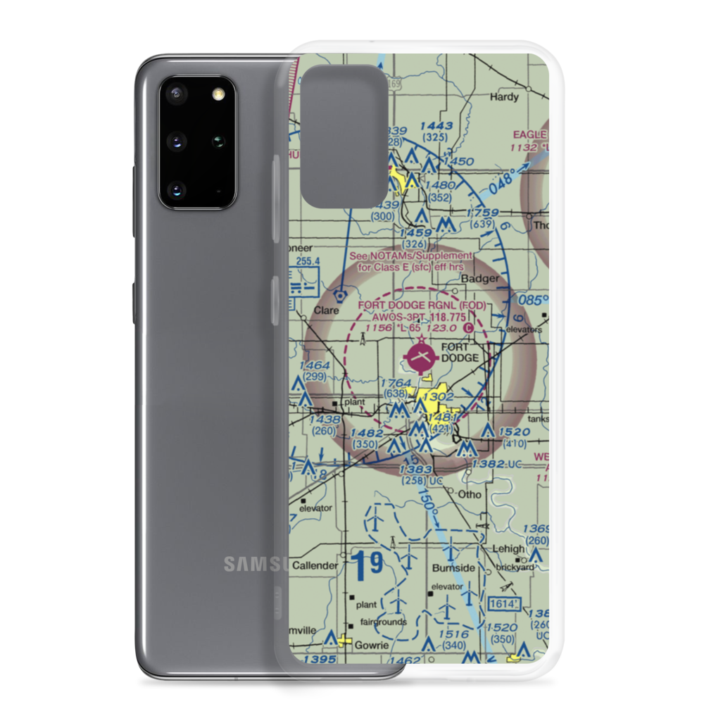 Fort Dodge Regional Airport (FOD) VFR Sectional Samsung Case Samsung Galaxy S20 Plus model shown