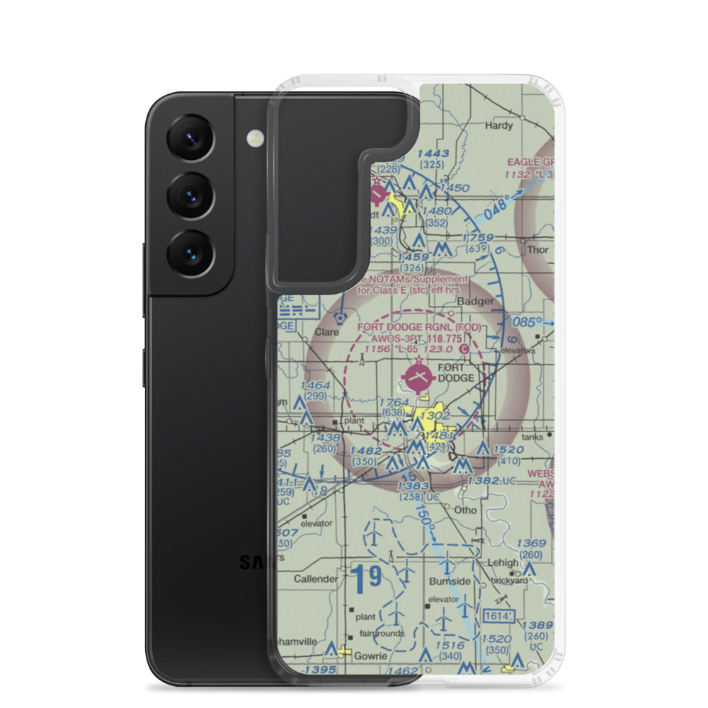 Fort Dodge Regional Airport (FOD) VFR Sectional Samsung Case Samsung Galaxy S22 model shown