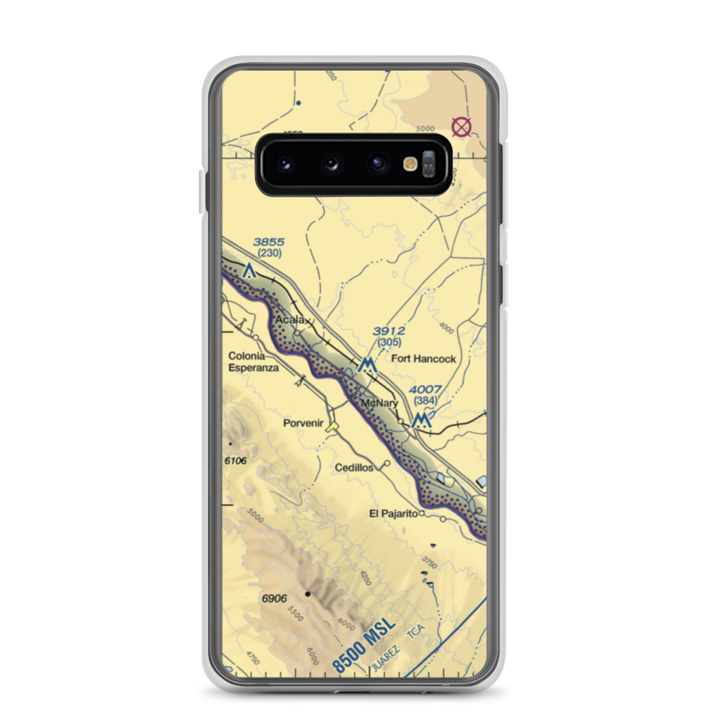 Fort Hancock Heliport (4E9) VFR Sectional Samsung Case Samsung Galaxy S10 model shown