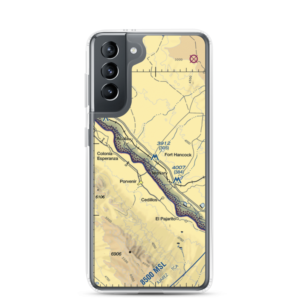 Fort Hancock Heliport (4E9) VFR Sectional Samsung Case Samsung Galaxy S21 model shown
