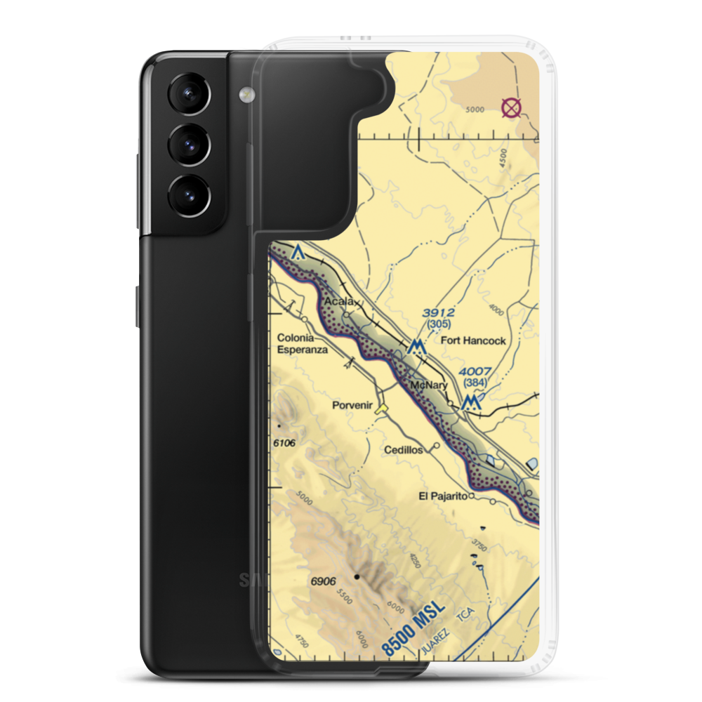 Fort Hancock Heliport (4E9) VFR Sectional Samsung Case Samsung Galaxy S21 Plus model shown