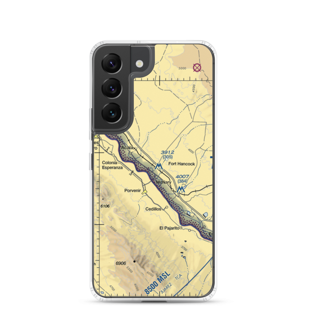 Fort Hancock Heliport (4E9) VFR Sectional Samsung Case Samsung Galaxy S22 model shown
