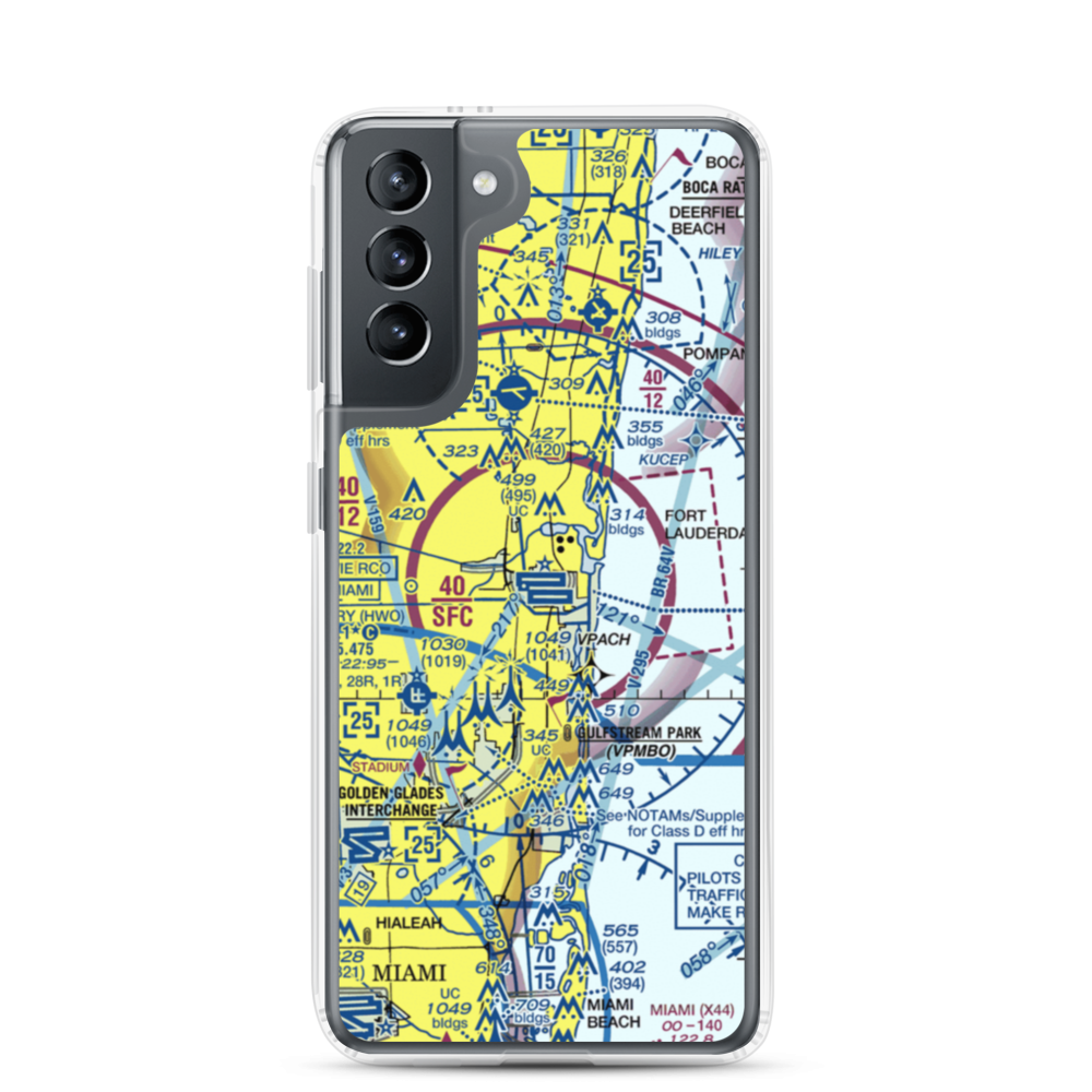 Fort Lauderdale Hollywood International Airport (FLL) VFR Sectional Samsung Case Samsung Galaxy S21 model shown