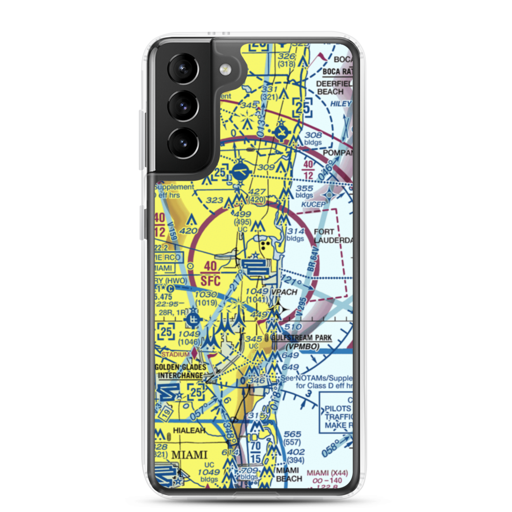 Fort Lauderdale Hollywood International Airport (FLL) VFR Sectional Samsung Case Samsung Galaxy S21 Plus model shown
