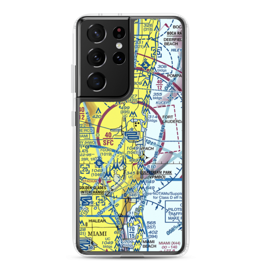 Fort Lauderdale Hollywood International Airport (FLL) VFR Sectional Samsung Case Samsung Galaxy S21 Ultra model shown