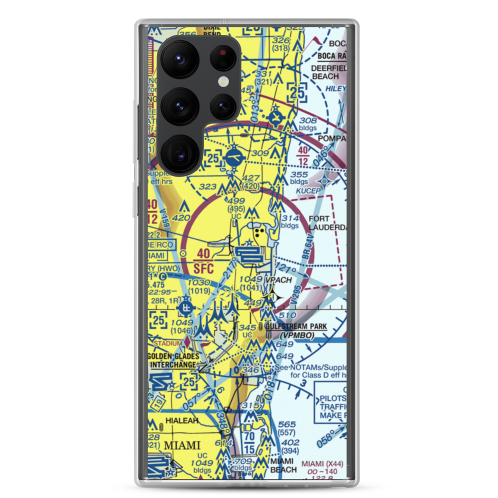 Fort Lauderdale Hollywood International Airport (FLL) VFR Sectional Samsung Case Samsung Galaxy S22 Ultra model shown