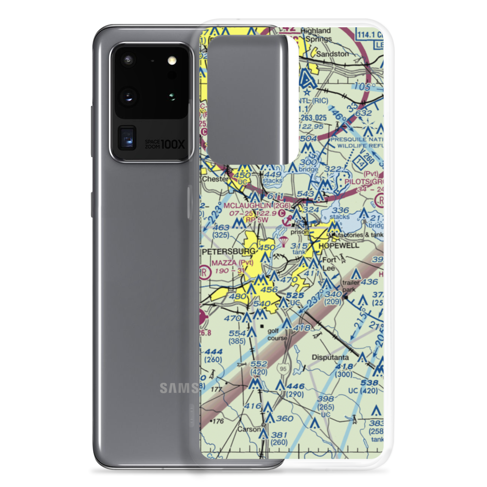 Fort Lee Army Airfield (FLE) VFR Sectional Samsung Case Samsung Galaxy S20 Ultra model shown