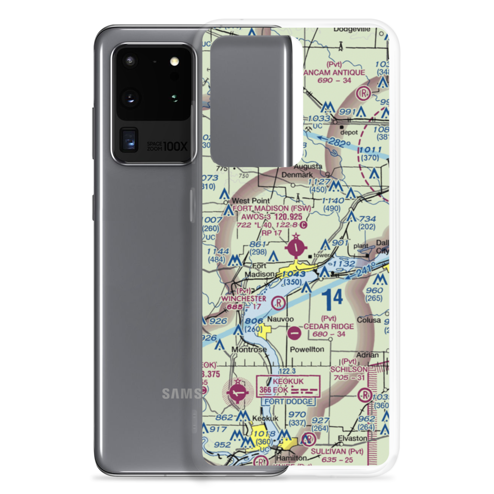 Fort Madison Municipal Airport (FSW) VFR Sectional Samsung Case Samsung Galaxy S20 Ultra model shown