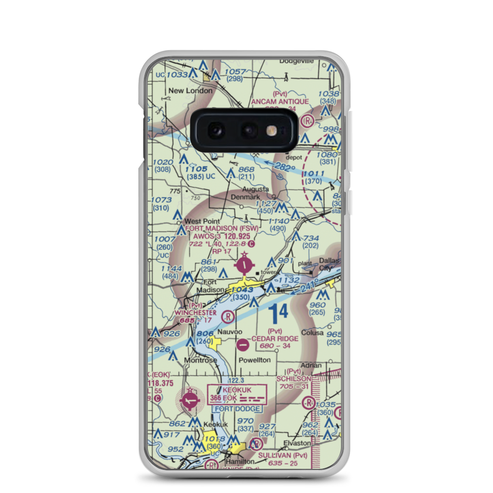 Fort Madison Municipal Airport (FSW) VFR Sectional Samsung Case Samsung Galaxy S10e model shown