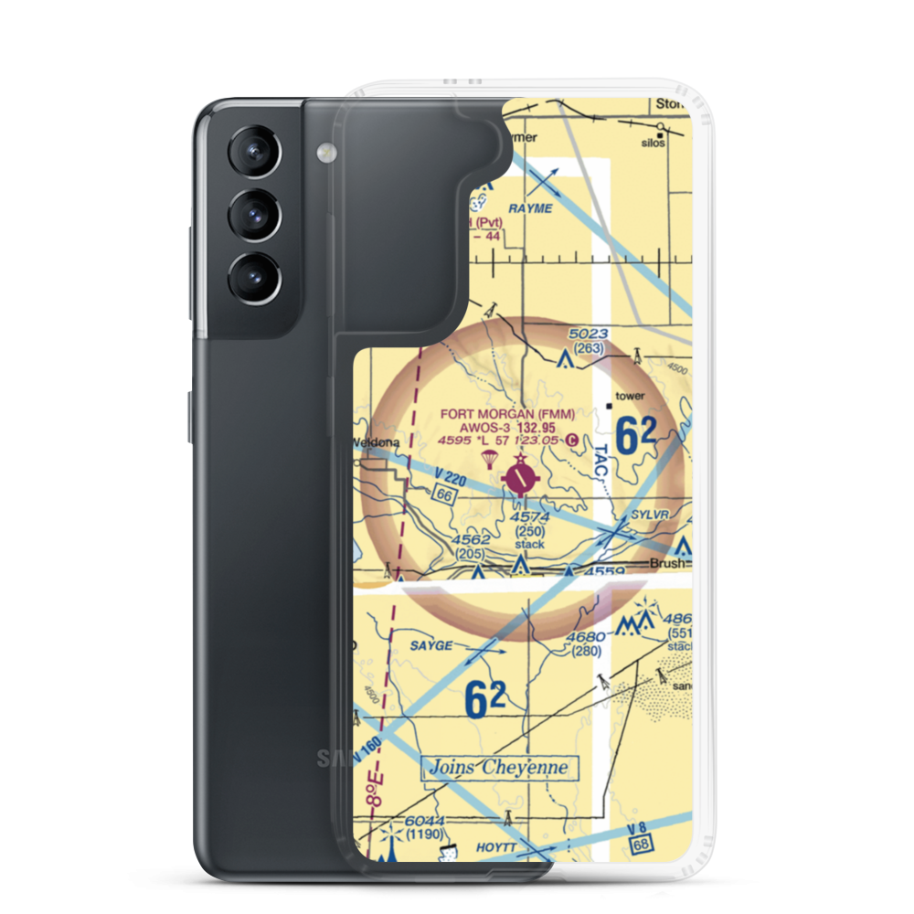Fort Morgan Municipal Airport (FMM) VFR Sectional Samsung Case Samsung Galaxy S21 model shown